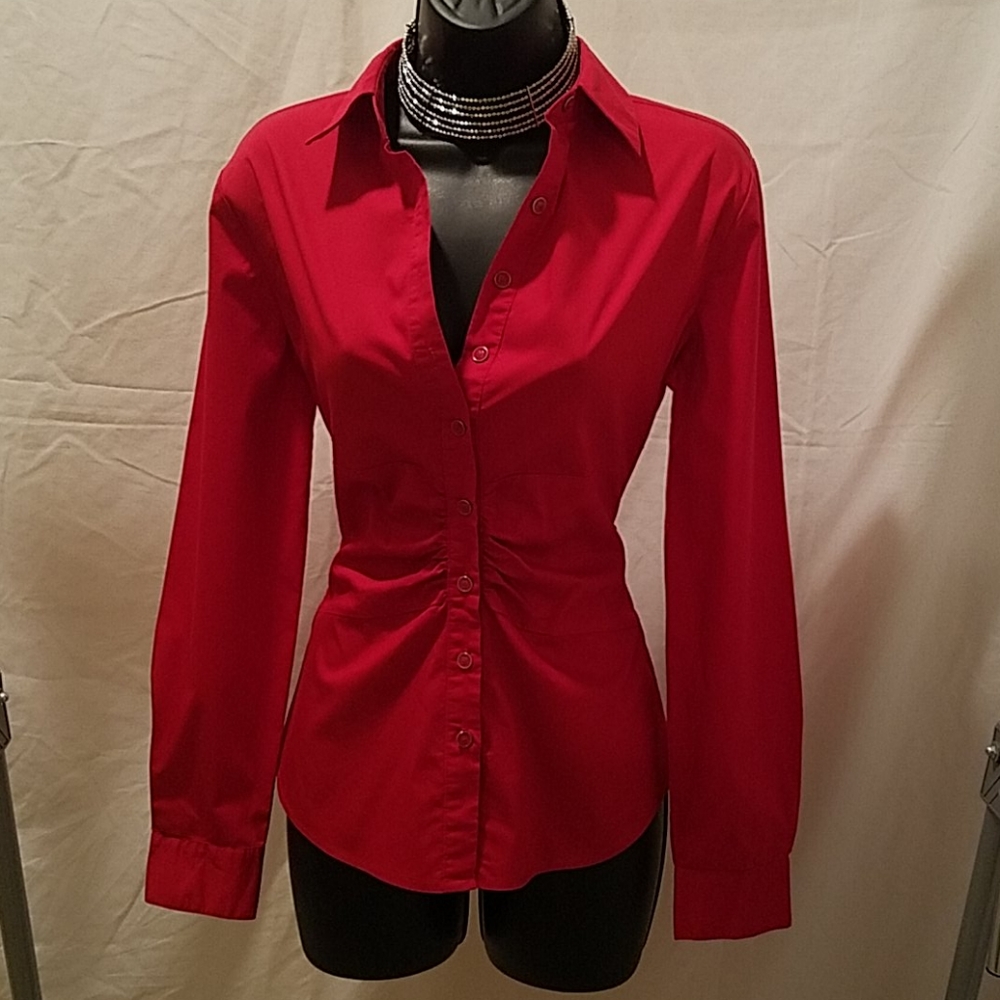 Cherry Red Ruched Blouse